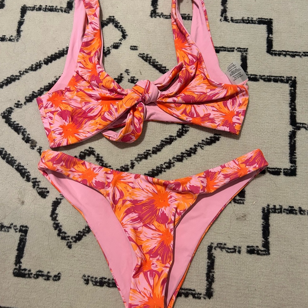Lulus Floral Pink and Orange Bikini Set, size S, worn once